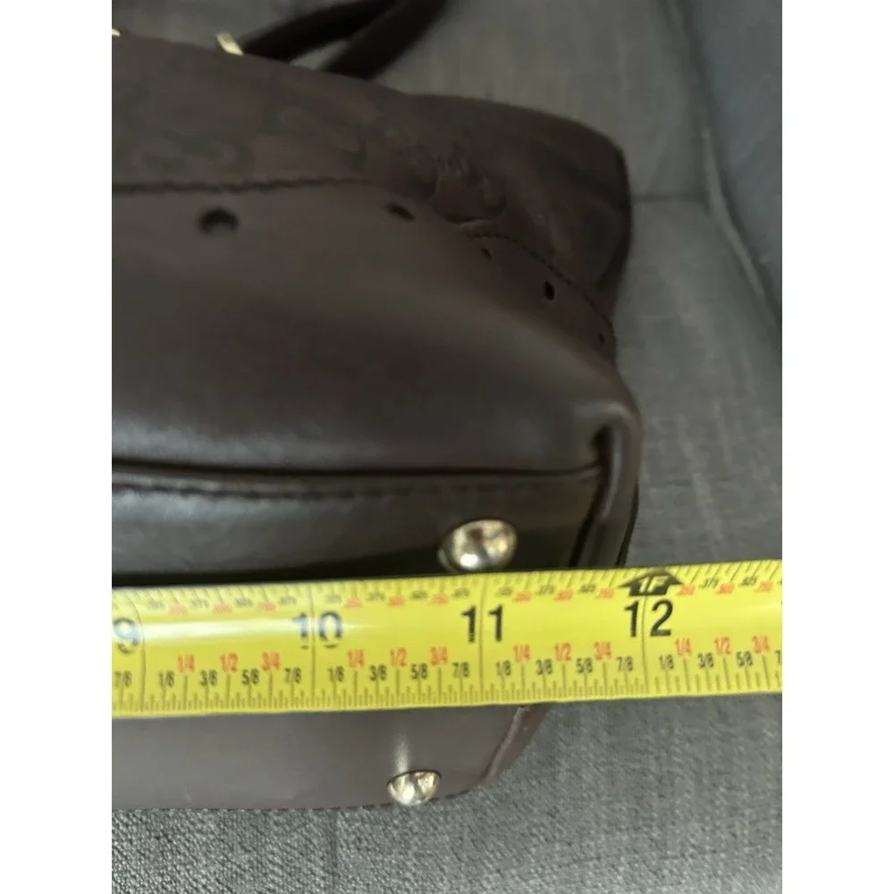 GUCCI Guccissima Shoulder Tote Bag GG Dark Brown Leather 145993 Authentic